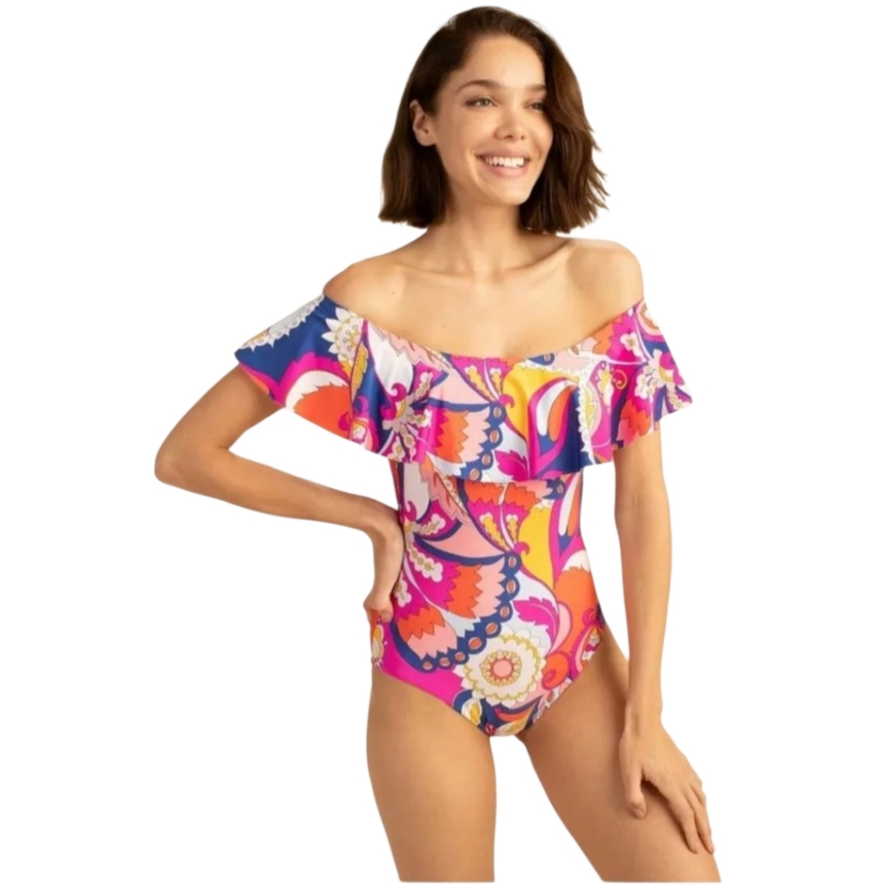 Trina Turk Sevilla One Piece Off Shoulder Ruffle - Picture 6 of 16